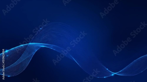 Wallpaper Mural Abstract blue wavy lines on dark background Torontodigital.ca