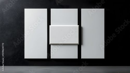 Modern White Panels On Black Wall