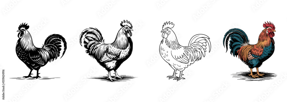 set of farm rooster and cockerel sketch vector illustrations, poultry and agricultural
set of farm rooster and cockerel sketch vector illustrations, poultry and agricultural