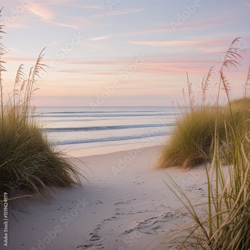 Sunset Beach Dunes with Sea Oats photo
