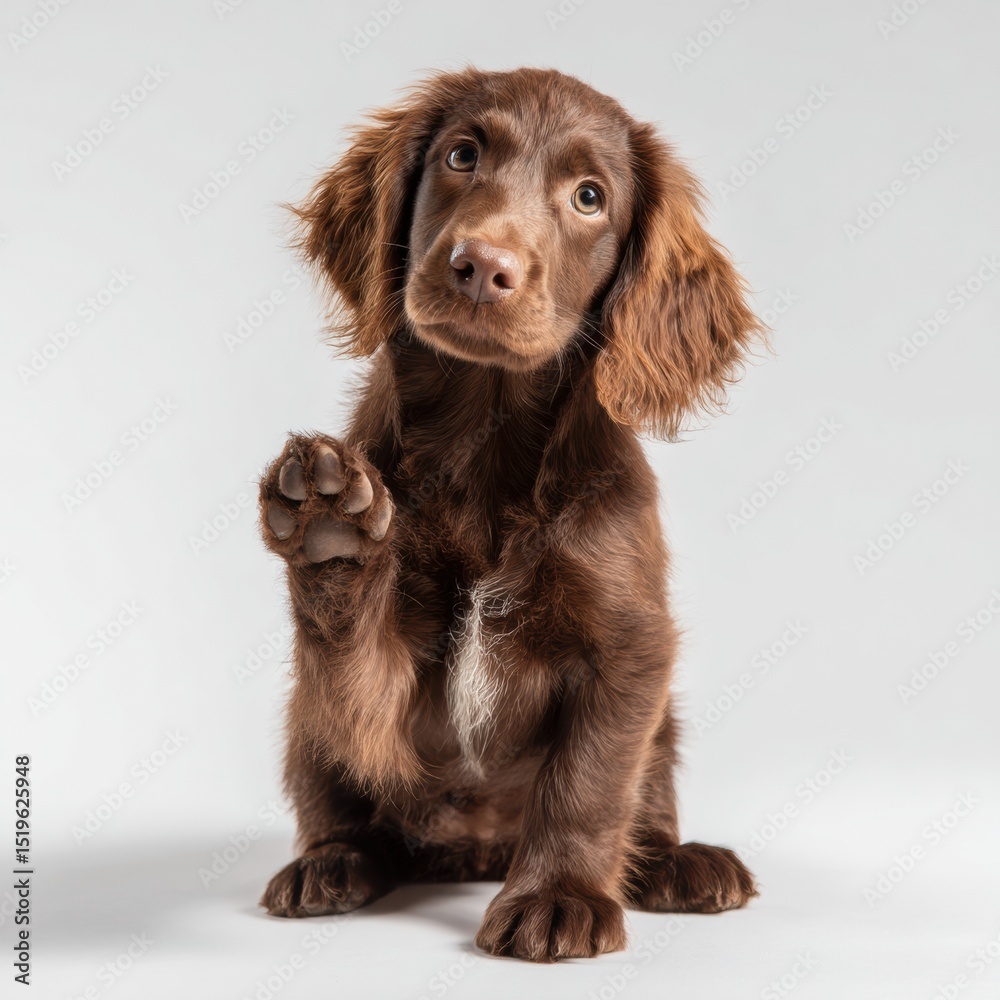 Boykin Spaniel Dog Portrait Cute Gesture Isolated White Background Boykin Spaniel Dog Portrait Cute Gesture Isolated White Background