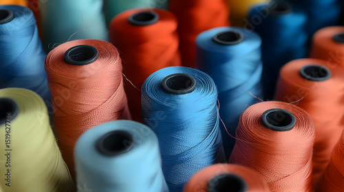 Close Up Of Colorful Threads Spools