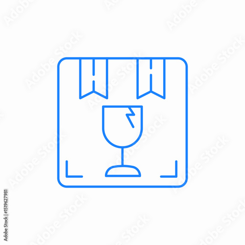 fragile label icon sign vector