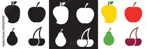 Fruits, berries icon . Vector for websites, mobile interfaces, presentations, banner, visual branding etc. Vector illustration. isolated on white and black background. EPS 10