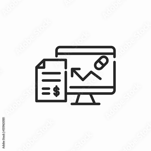 computer finance analytics icon sign vector