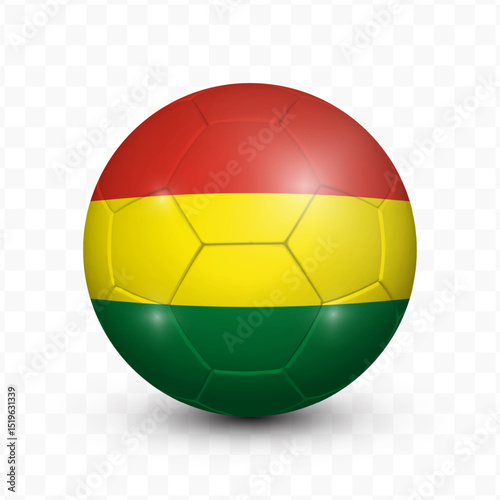 Ball Flag of Bolivia with transparent background, Vector Illustration.