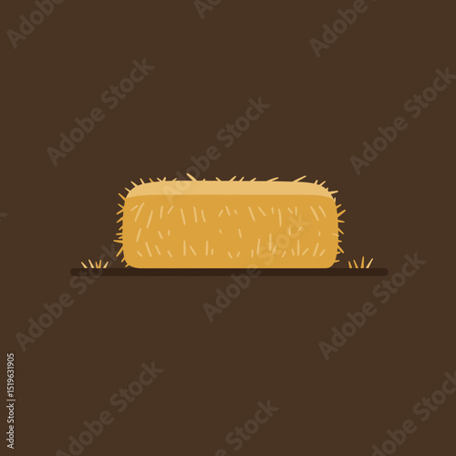 A vibrant illustration of a hay bale resting on earthy ground with subtle grass details