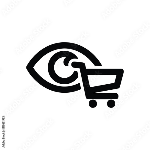 View Cart Icon - Monochrome E-commerce Navigation Vector