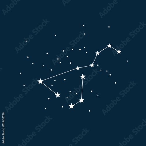 Night sky filled with stars and constellations over a dark blue backdrop