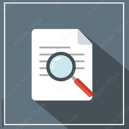 A close-up of a magnifying glass over a document on a blue background, symbolizing analysis