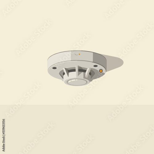 Smoke detector mounted on a beige ceiling, ensuring safety in a residential space