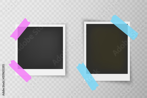 Blank Retro Polaroid Mockup with Shadow Overlay for Custom Artwork, Display or Old Photo Design