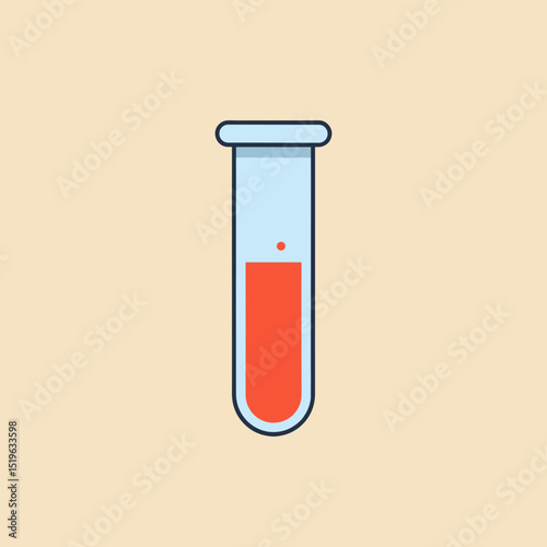Laboratory test tube filled with liquid, set against a neutral background, showcasing scientific experimentation