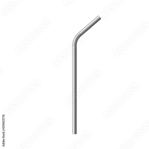 Stainless steel straw with a bent design, isolated on a white background for eco-friendly use
