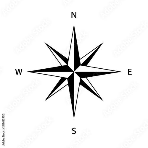 Detailed compass rose illustration with directional indicators and clean design