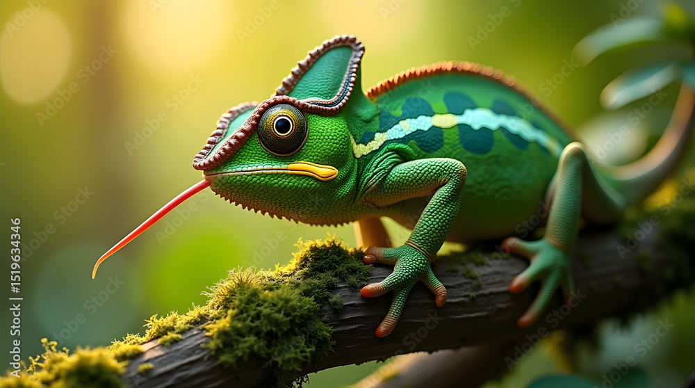Fototapeta premium green lizard on a leaf