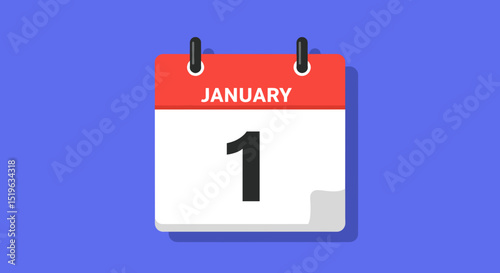 Calendar page showing January 1, symbolizing New Year celebrations with a blue background