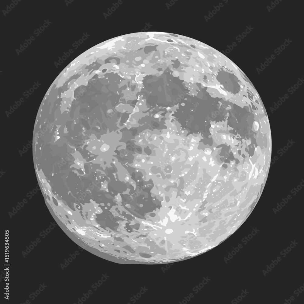 Obraz premium Full moon illuminated against a dark sky, showcasing lunar surface details and craters