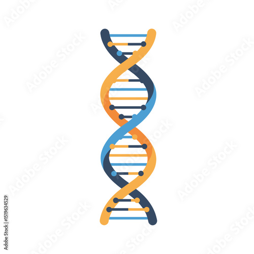 Abstract representation of a DNA double helix structure with vibrant colors and clean design