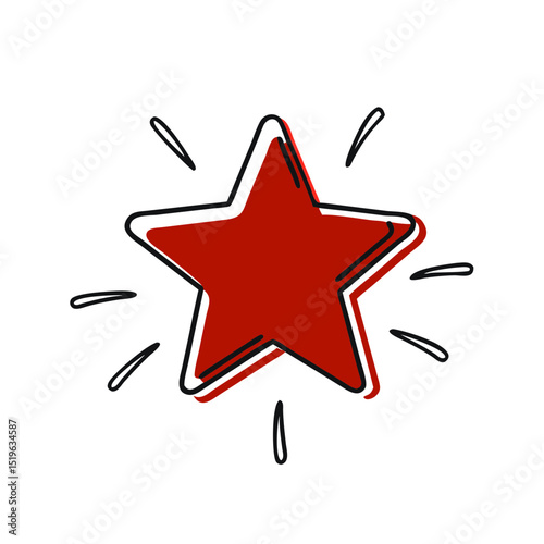 Red star icon with sketchy hand-drawn outline
