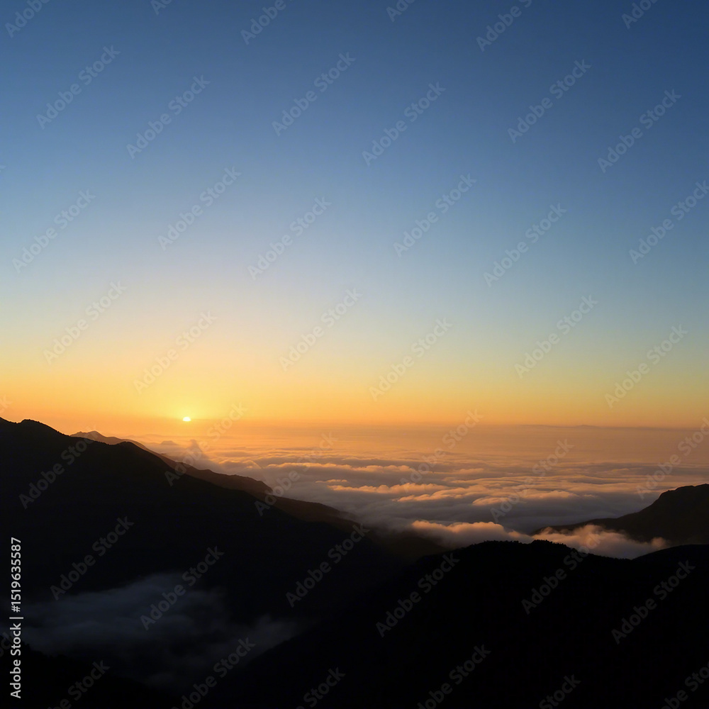 Obraz premium Stunning Sunrise Over Mountain Range with Clouds