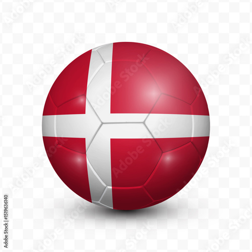 Ball Flag of Denmark with transparent background, Vector Illustration.