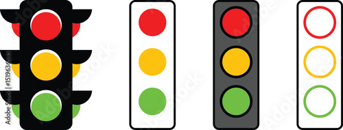 Set of Traffic Light Signals A Guide to Understanding Red, Yellow, and Green Lights