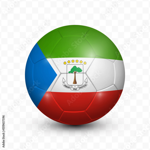 Ball Flag of Equatorial Guinea with transparent background, Vector Illustration.