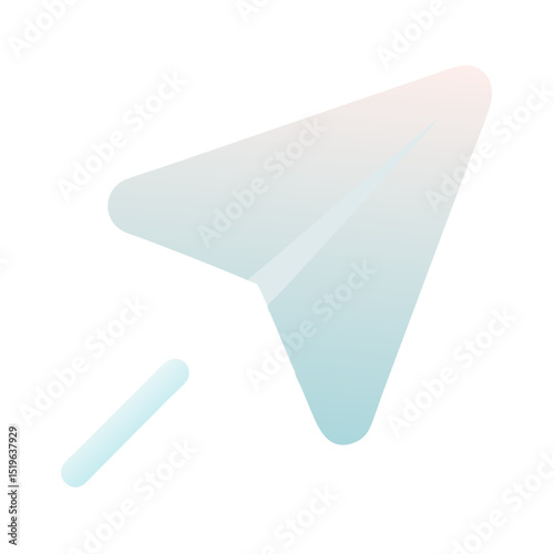 Paper plane cursor icon in pastel gradient style