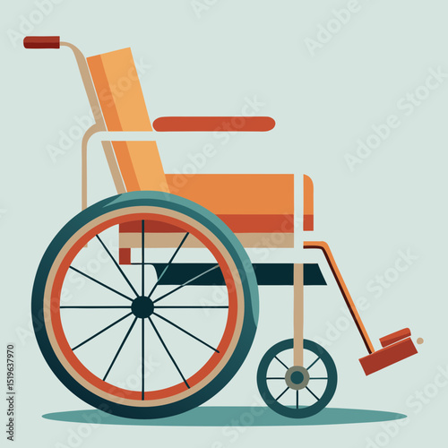 Wheelchair in flat vector style with orange and teal tones