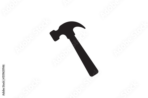 Hammer icon silhouette vector with white background