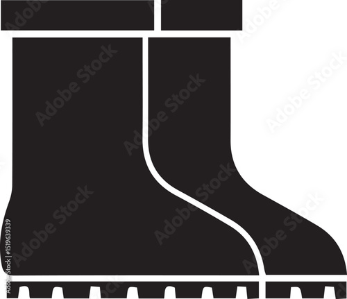 rubber boots isolated icon vector illustration design  black and white silhouette