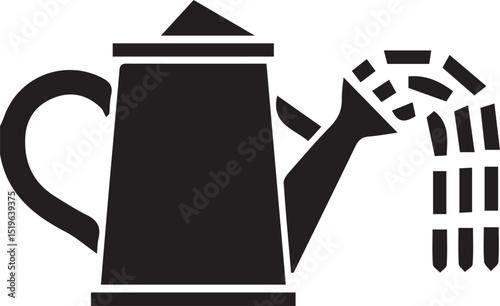 watering can icon over white background, silhouette style, vector illustration