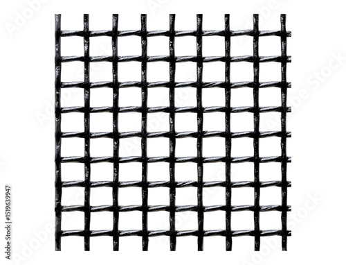 Black metal mesh texture isolated on white background, clipping path, industrial pattern, wire grid, metallic surface, seamless design, vector illustration.