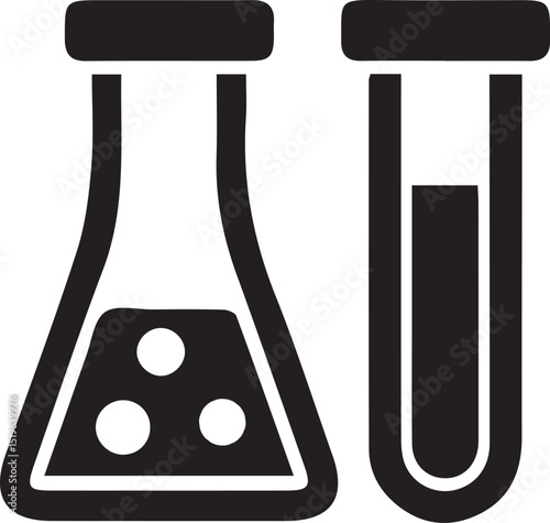 Chemical test tube icon. Black and white. Vector illustration.