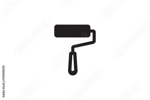 Paint Roller icon silhouette vector with white background