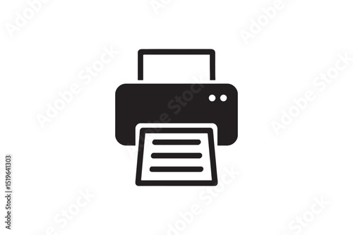Printer icon silhouette vector with white background
