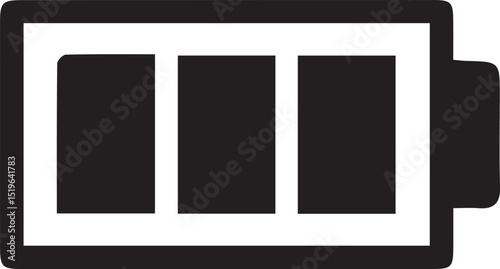 Battery Icon Vector. Flat black symbol. Pictograph is isolated on a white background. Designed for web and software interfaces.