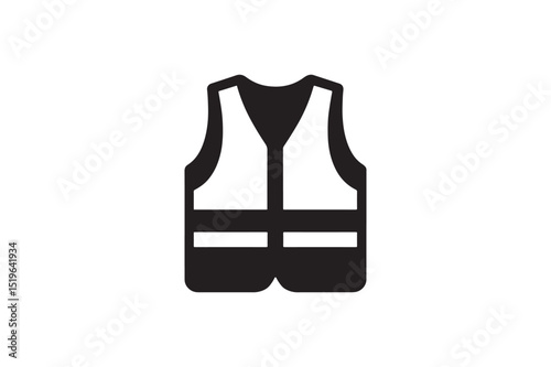 Safety Vest icon silhouette vector with white background