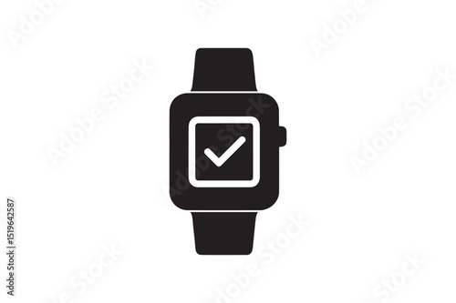 Smartwatch icon silhouette vector with white background