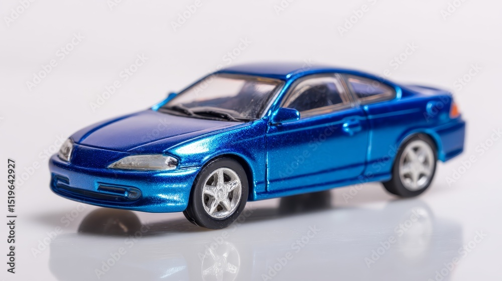 Naklejka premium Shiny red toy car on a pristine white background, studio photograph red