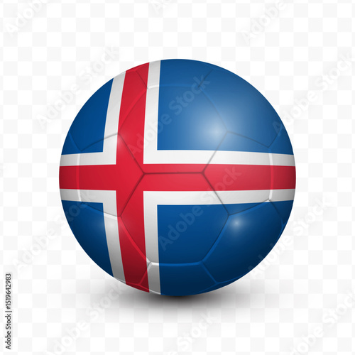 Ball Flag of Iceland with transparent background, Vector Illustration.