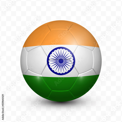 Ball Flag of India with transparent background, Vector Illustration.
