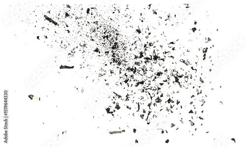 Cigarette ash texture isolated on white background, top view, smoking debris, ash remnants, realistic ash vector illustration, fine details, ash texture, tobacco smoke.