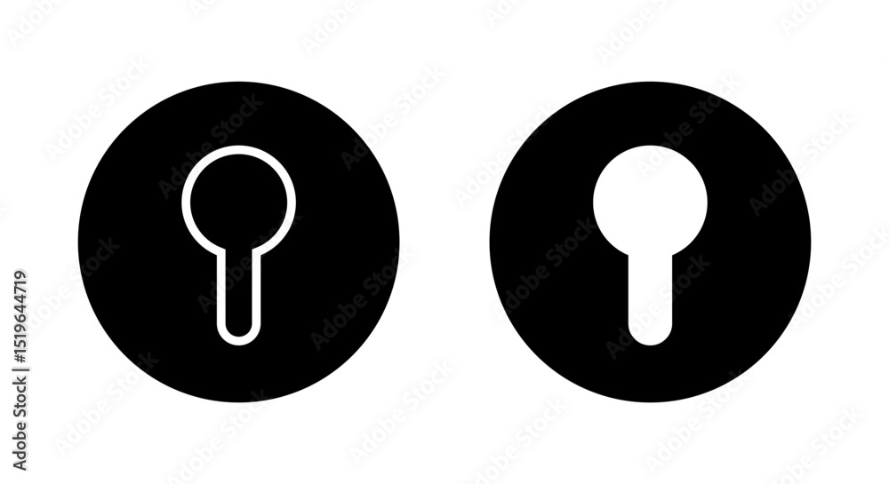 Door keyhole icon on black circle. House security sign symbol Door keyhole icon on black circle. House security sign symbol