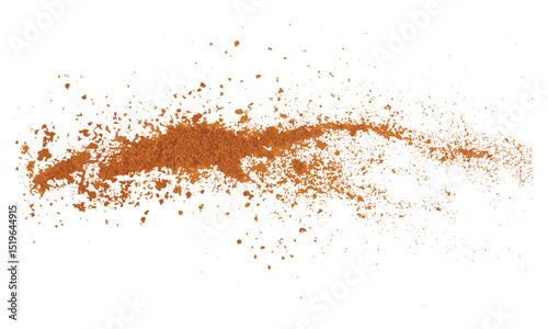 Cinnamon powder falling, isolated on white background, clipping path, vector illustration, spice powder falling, ground cinnamon, cooking ingredients, culinary art.