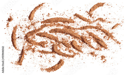 Cinnamon powder texture, isolated on white background, spice powder, vector illustration, food ingredient, organic cinnamon, kitchen spice, healthy cooking, natural food texture.