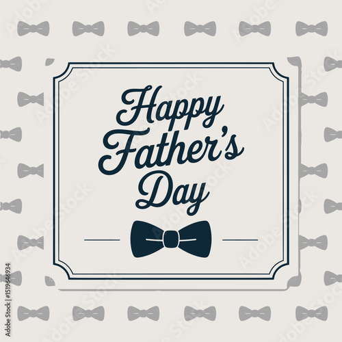 Happy fathers day text with bowtie border in soft blue and grey palette ideal for elegant greeting card layout