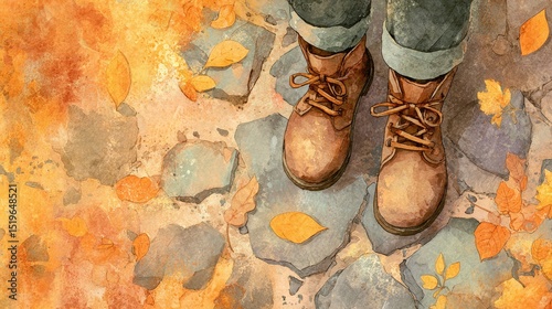 Stylish footwear on display, person standing on a tiled floor showcasing trendy shoes