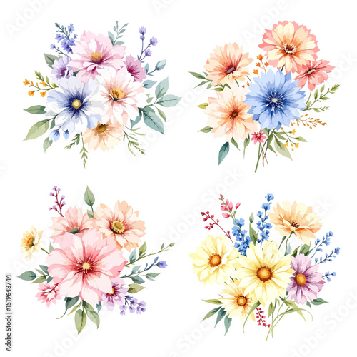 Charming spring flower arrangements blending roses daisies and wild blossoms in harmonious pastel tones
